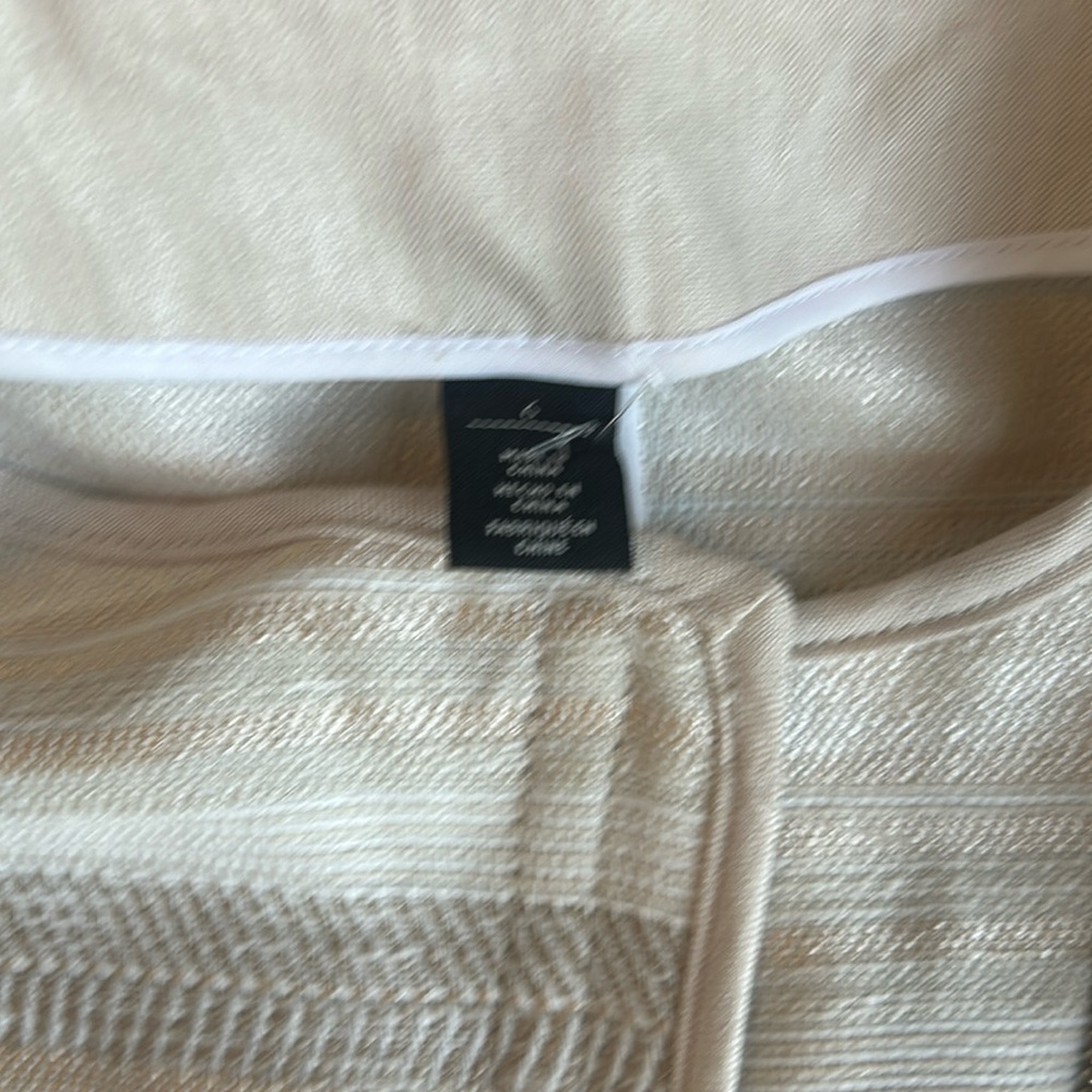 White House Black Market Moto Jacket Women 6 Beige & Gold Asymmetrical Zip